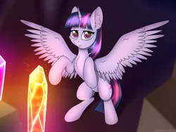 Size: 4000x3000 | Tagged: alicorn, artist:crash9902, cave, crystal, derpibooru import, female, horn, mare, rcf community, safe, twilight sparkle, twilight sparkle (alicorn), wings