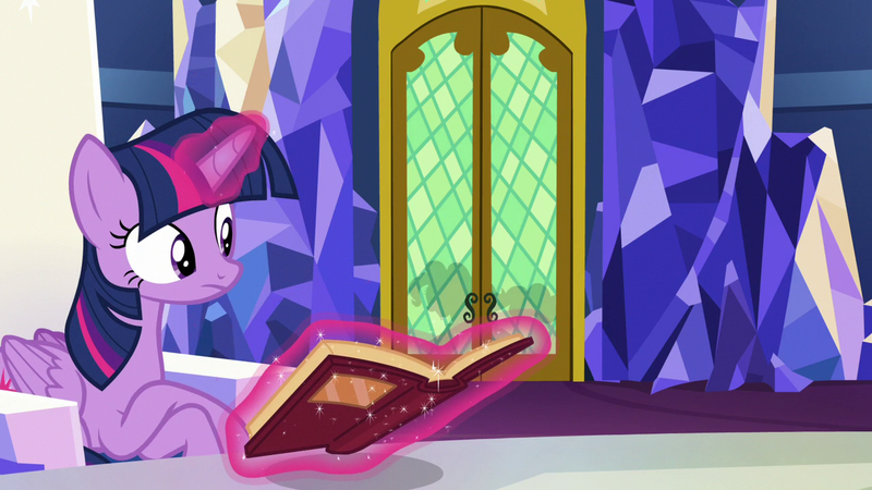 Size: 1280x720 | Tagged: safe, derpibooru import, screencap, twilight sparkle, twilight sparkle (alicorn), alicorn, pony, not asking for trouble, book, magic, prone, solo, twilight's castle