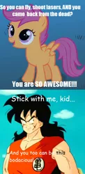Size: 448x916 | Tagged: crossover, derpibooru import, dragon ball, dragon ball z, fail, naivete of youth, naïveté of youth, safe, scootaloo, this will end in tears, yamcha