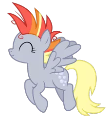 Size: 1500x1656 | Tagged: safe, artist:sketchmcreations, derpibooru import, derpy hooves, pegasus, pony, it isn't the mane thing about you, alternate hairstyle, background pony, derpunk, eyes closed, female, flying, mare, mohawk, mohawks for everypony, punk, simple background, smiling, solo, transparent background, vector