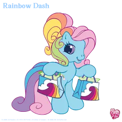 Size: 4701x4701 | Tagged: absurd resolution, artist needed, bipedal, derpibooru import, g3.5, rainbow dash, rainbow dash (g3), safe, shopping bags, simple background, transparent background, updated image