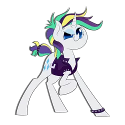 Size: 2743x2743 | Tagged: safe, artist:supercoco142, derpibooru import, rarity, pony, it isn't the mane thing about you, alternate hairstyle, high res, punk, raised hoof, raripunk, simple background, solo, transparent background