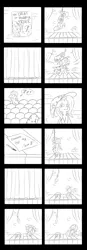 Size: 1600x4600 | Tagged: semi-grimdark, artist:grim ponka, derpibooru import, trixie, pony, unicorn, angry, attempted suicide, comic, dark comedy, fail, grayscale, hanging, hanging (by neck), magic, monochrome, noose, sad, stage, suicide, suicide as comedy, suicide joke, suicide note