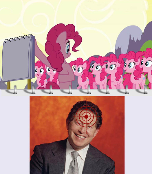 Size: 765x875 | Tagged: bobby kotick, clone, derpibooru import, pinkie clone, pinkie pie, pinkie's plan, safe, screencap, spoiler:s03, too many pinkie pies