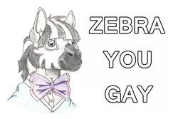 Size: 1226x817 | Tagged: 1000 hours with pencils, 1000 years in photoshop, artist:konstantin-kholchev, bowtie, clothes, derpibooru import, implied gay, male, meme, nigga you gay, oc, oc:garbhán, pencil drawing, reference, shirt, simple background, suggestive, traditional art, unofficial characters only, white background, zebra, zebra oc