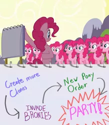 Size: 765x875 | Tagged: brony, clone, clones, derpibooru import, meta, new pony order, pinkie clone, pinkie pie, pinkie's plan, safe, screencap, too many pinkie pies