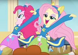 Size: 882x628 | Tagged: safe, derpibooru import, screencap, fluttershy, pinkie pie, equestria girls, equestria girls (movie), faic, helping twilight win the crown, wondercolts