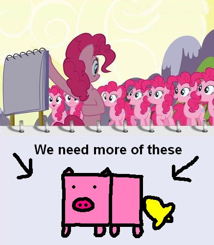 Size: 437x500 | Tagged: clone, derpibooru import, pig, pinkie clone, pinkie pie, pinkie's plan, safe, screencap, too many pinkie pies