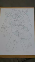 Size: 675x1200 | Tagged: source needed, semi-grimdark, artist:andypriceart, derpibooru import, sunset shimmer, equestria girls, equestria girls (movie), breasts, colored pencil drawing, draw, pencil drawing, photo, power, simple background, sunset satan, traditional art