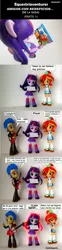 Size: 838x3366 | Tagged: safe, artist:whatthehell!?, derpibooru import, edit, flash sentry, sunset shimmer, twilight sparkle, fish, equestria girls, boots, clothes, doll, equestria girls minis, eqventures of the minis, friends with benefits, funny, furious, guitar, irl, japanese, jealous, musical instrument, parody, photo, shoes, sunset sushi, toy, translation request, trapped, tuxedo