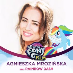 Size: 960x960 | Tagged: agnieszka mrozińska, derpibooru import, human, irl, irl human, mlp movie cast icons, my little pony logo, my little pony: the movie, photo, polish, rainbow dash, safe, seaponified, seapony (g4), seapony rainbow dash, solo, species swap, voice actor, with their characters