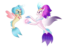 Size: 3000x2290 | Tagged: artist:nightpaint12, cute, derpibooru import, duo, female, mother and child, mother and daughter, my little pony: the movie, orb, princess skystar, queen novo, safe, seapony (g4), simple background, skyabetes, transparent background, vector