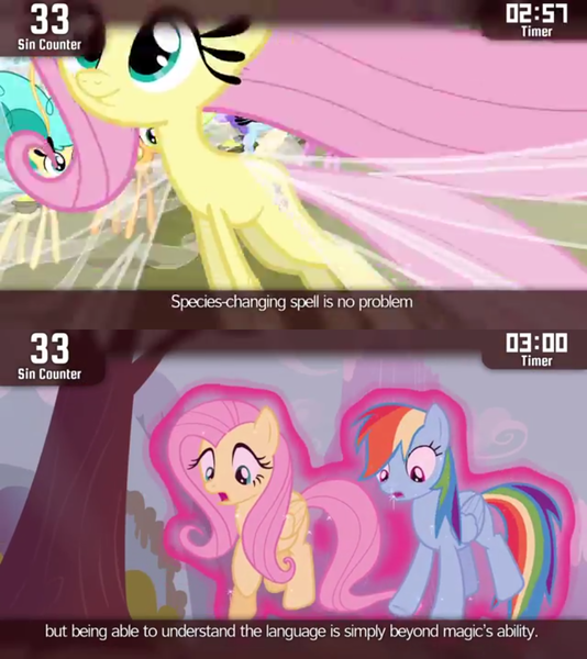 Size: 854x960 | Tagged: breezie, breeziefied, cinemare sins, derpibooru import, flutterbreez, fluttershy, it ain't easy being breezies, magic, rainbow dash, safe, screencap, species swap