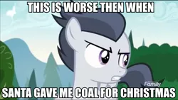 Size: 960x542 | Tagged: caption, derpibooru import, grammar error, image macro, it's a pony kind of christmas, marks and recreation, meme, rumble, safe, solo, text, voice actor joke