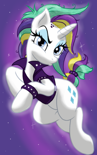 Size: 1200x1920 | Tagged: safe, artist:theroyalprincesses, derpibooru import, rarity, pony, unicorn, it isn't the mane thing about you, alternate hairstyle, clothes, duckface, female, looking at you, mare, pouting, punk, raripunk, short hair, solo