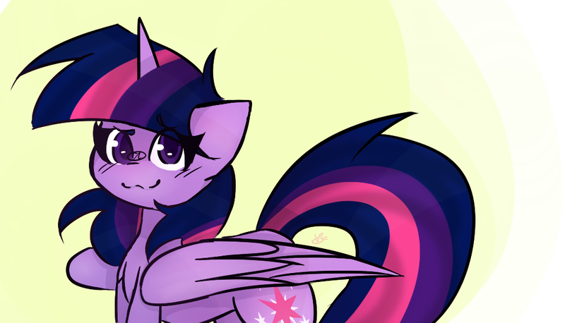 Size: 1004x575 | Tagged: safe, artist:variat-dev, derpibooru import, twilight sparkle, twilight sparkle (alicorn), alicorn, pony, female, mare, smiling, solo