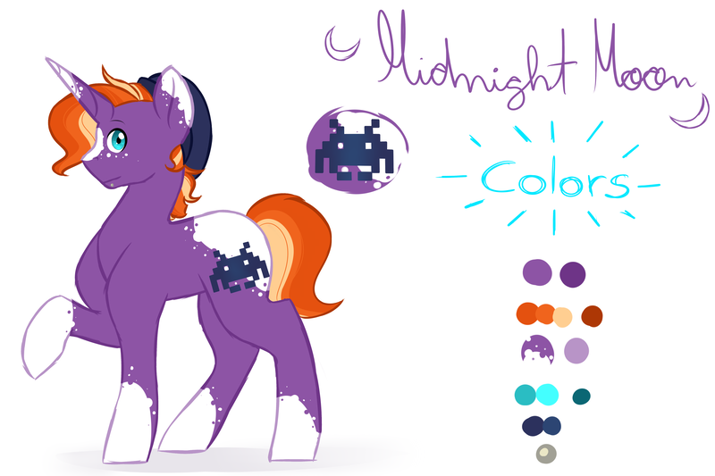 Size: 6000x4000 | Tagged: safe, artist:mah521, derpibooru import, oc, oc:midnight moon, unofficial characters only, pony, unicorn, absurd resolution, appaloosa, blaze (coat marking), male, offspring, parent:sunburst, parent:twilight sparkle, parents:twiburst, raised hoof, reference sheet, simple background, socks (coat marking), solo, stallion, white background