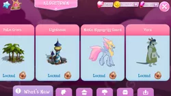 Size: 1280x720 | Tagged: armor, classical hippogriff, derpibooru import, gameloft, hippogriff, lighthouse, my little pony: the movie, safe, stratus skyranger, tree, vera (klugetown)