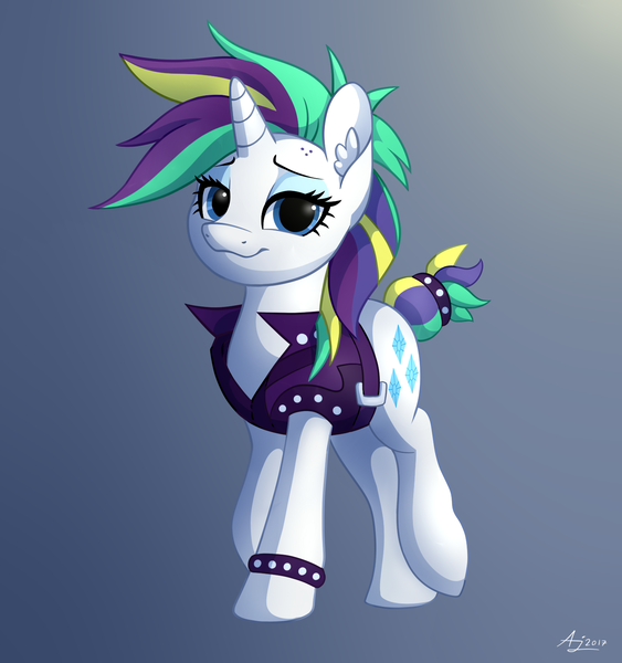 Size: 1500x1600 | Tagged: safe, artist:luminousdazzle, derpibooru import, rarity, pony, unicorn, it isn't the mane thing about you, alternate hairstyle, female, mare, punk, raripunk, solo