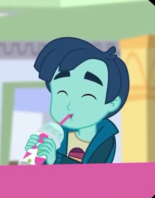 Size: 308x393 | Tagged: safe, derpibooru import, screencap, henry handle, manestrum, eqg summertime shorts, equestria girls, shake things up!, drink, drinking, eyes closed, male, solo