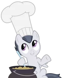 Size: 2903x3600 | Tagged: safe, artist:sketchmcreations, derpibooru import, rumble, pegasus, pony, marks and recreation, chef's hat, colt, cooking, food, hat, ladle, male, pot, shrug, simple background, sitting, smiling, solo, transparent background, vector
