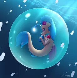 Size: 1260x1279 | Tagged: artist:crizone-aura, bubble, cute, derpibooru import, female, looking at you, my little pony: the movie, princess skystar, profile, safe, seapony (g4), skyabetes, smiling, solo, underwater