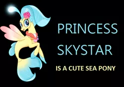 Size: 610x427 | Tagged: safe, derpibooru import, princess skystar, pony, seapony (g4), my little pony: the movie, black background, captain obvious, caption, cute, female, image macro, mare, meme, simple background, skyabetes, solo, text, truth