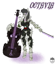 Size: 1400x1600 | Tagged: anthro, artist:sanyo2100, bow (instrument), brutal equestria, brutal legend, cello, cello bow, derpibooru import, musical instrument, octavia melody, original species, safe, simple background, species swap, timber pony, timber wolf, transparent background