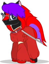 Size: 689x894 | Tagged: safe, artist:mlp-trailgrazer, derpibooru import, oc, oc:terrahoof, pony, clothes, costume, crossover, glasses, inuyasha (character), male, nightmare night costume, simple background, solo, stallion, sword, transparent background, weapon