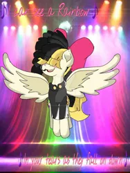 Size: 1024x1365 | Tagged: safe, artist:pandapal102, derpibooru import, songbird serenade, pegasus, pony, my little pony: the movie, bow, female, lyrics, mare, microphone, rainbow (song), sia (singer), solo, song reference, text, watermark