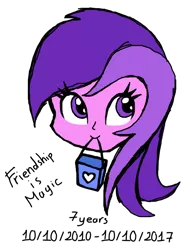 Size: 600x800 | Tagged: safe, artist:purpleloverpony, derpibooru import, amethyst star, equestria girls, bag, bust, c:, happy birthday mlp:fim, mlp fim's seventh anniversary, mouth hold, simple background, smiling, transparent background