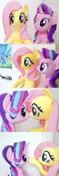 Size: 1024x3062 | Tagged: safe, artist:nekokevin, derpibooru import, applejack, fluttershy, pinkie pie, rainbow dash, rarity, starlight glimmer, twilight sparkle, pegasus, pony, unicorn, series:nekokevin's glimmy, boop, cute, female, glimmerbetes, glimmershy, irl, lesbian, life size, looking at each other, looking at you, mare, noseboop, photo, plushie, poster, shipping, shyabetes, smiling