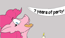 Size: 1596x940 | Tagged: safe, artist:starrypallet, derpibooru import, pinkie pie, earth pony, pony, animated, candle, gif, happy birthday mlp:fim, mlp fim's seventh anniversary, simple background, solo, white background