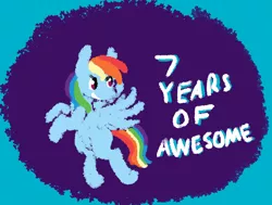 Size: 1872x1412 | Tagged: safe, artist:tempusfidgets, deleted from derpibooru, derpibooru import, rainbow dash, female, happy birthday mlp:fim, mlp fim's seventh anniversary, rainbow jennifer dash, solo