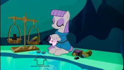 Size: 1920x1080 | Tagged: boulder clone, boulder (pet), cave, cave pool, clone, derpibooru import, edit, edited screencap, maud pie, mirror pool, safe, screencap, uncommon bond