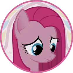Size: 2000x2000 | Tagged: safe, artist:arifproject, derpibooru import, pinkie pie, earth pony, pony, arif's circle vector, bust, circle, frown, pinkamena diane pie, portrait, sad, semi-transparent, simple background, solo, transparent background, vector