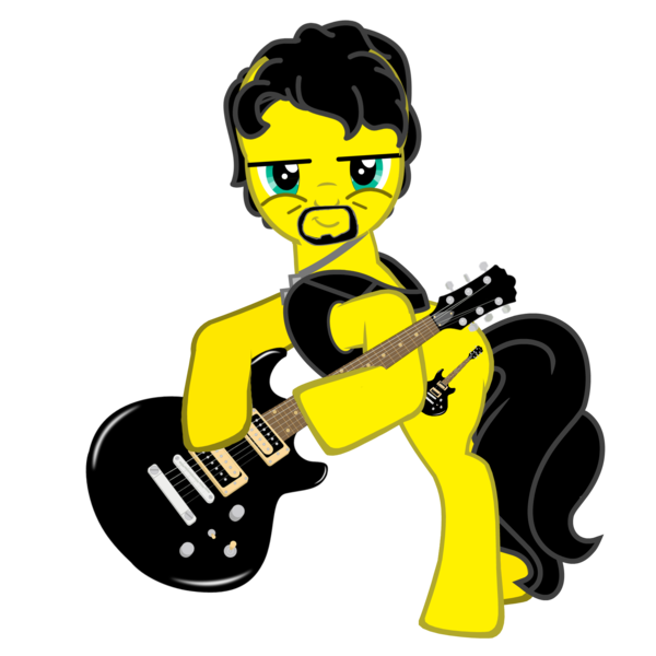 Size: 1780x1780 | Tagged: safe, derpibooru import, edit, oc, oc:riff chords, ponified, pony, pony creator, clothes, guitar, music, musical instrument, parody, photo manipulation, solo, steve lukather, toto, toto (band)