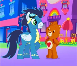 Size: 1276x1097 | Tagged: safe, derpibooru import, edit, soarin', pony, care bears, care bears adventures of care a lot, crossover, matt hill, tenderheart bear, voice actor joke