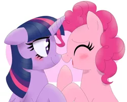 Size: 1500x1200 | Tagged: safe, artist:hitokage195, derpibooru import, pinkie pie, twilight sparkle, twilight sparkle (alicorn), alicorn, pony, blushing, female, heart eyes, lesbian, shipping, twinkie, wingding eyes