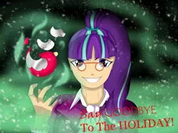 Size: 4000x3000 | Tagged: a hearth's warming tail, artist:rainbowsmile6, clothes, derpibooru import, glasses, human, humanized, looking at you, safe, snowfall frost, solo, song title, starlight glimmer