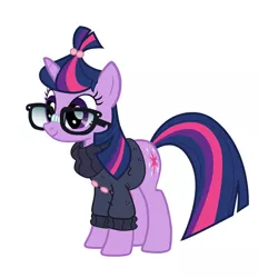 Size: 862x927 | Tagged: alternate hairstyle, artist:n238900, character to character, clothes, derpibooru import, glasses, hoodie, moondancer, moondancer's sweater, pony to pony, safe, simple background, smiling, transformation, transformation sequence, twilight sparkle, vector, white background