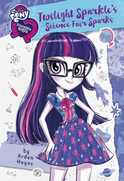 Size: 516x750 | Tagged: safe, artist:ritalux, derpibooru import, official, sci-twi, twilight sparkle, equestria girls, equestria girls series, twilight sparkle's science fair sparks, spoiler:book, arden hayes, book cover, cover, equestria girls logo, smiling, solo