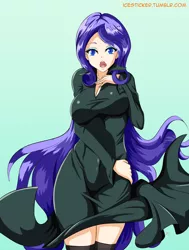 Size: 1280x1689 | Tagged: artist:icesticker, breasts, busty rarity, cleavage, clothes, cosplay, costume, derpibooru import, female, fubuki (one punch man), human, humanized, looking at you, one punch man, rarity, series:nightmare war, solo, solo female, suggestive