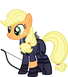 Size: 900x1017 | Tagged: safe, artist:90sigma, derpibooru import, edit, vector edit, applejack, ponified, earth pony, pony, arrow, boots, bow (weapon), bow and arrow, captain america: civil war, clothes, female, hawkeye, mare, marvel, marvel cinematic universe, shoes, simple background, solo, transparent background, vector, weapon