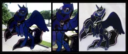 Size: 2700x1154 | Tagged: safe, artist:falconsong, derpibooru import, princess luna, alicorn, pony, craft, irl, photo, solo, stained glass, stained glass (irl)