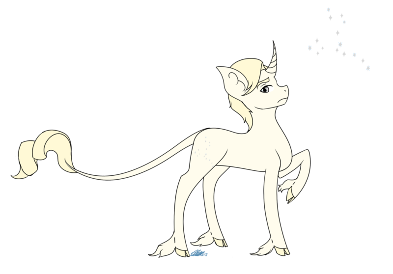 Size: 1024x714 | Tagged: safe, artist:sachanart, derpibooru import, ponified, classical unicorn, pony, unicorn, cloven hooves, curved horn, draco malfoy, harry potter (series), horn, leonine tail, raised hoof, simple background, solo, transparent background, unshorn fetlocks