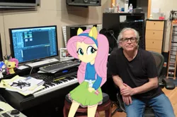 Size: 783x519 | Tagged: safe, artist:deathnyan, derpibooru import, fluttershy, human, equestria girls, equestria girls (movie), canon x music, equestria girls in real life, funko pop!, irl, irl human, keyboard, music, musical instrument, musician, photo, screen, shipping, speaker, speakers, steve porcaro, studio, toto (band)