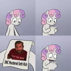 Size: 1024x1021 | Tagged: derpibooru import, exploitable meme, his name was, meme, note, obligatory pony, safe, seth rich, sweetie belle, sweetie's note meme, upset