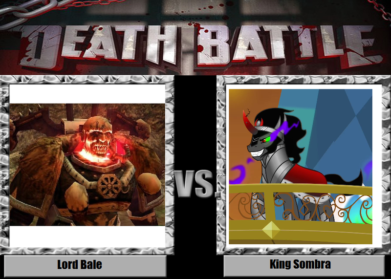 Size: 900x642 | Tagged: death battle, derpibooru import, exploitable meme, king sombra, lord bale, meme, meta, safe, warhammer 40k, warhammer (game)