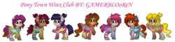 Size: 1712x412 | Tagged: safe, artist:gamerblooren, derpibooru import, ponified, pony, pony town, aisha, bloom (winx club), crossover, flora (winx club), layla, musa, roxy (winx club), stella (winx club), tecna, winx club